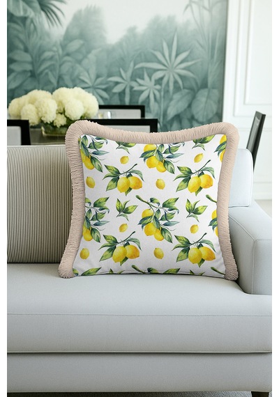 Limon Bahçesi Saçaklı Yastık Kılıfı - Akdeniz Esintisi Modern Yeşil Sarı Püsküllü Kırlent Kılıfı Doğumu Açık Gri Limon Bahçesi Saçaklı Yastık Kılıfı - Akdeniz Esintisi Modern Yeşil Sarı Püsküllü Kırlent Kılıfı Doğumu Açık Gri