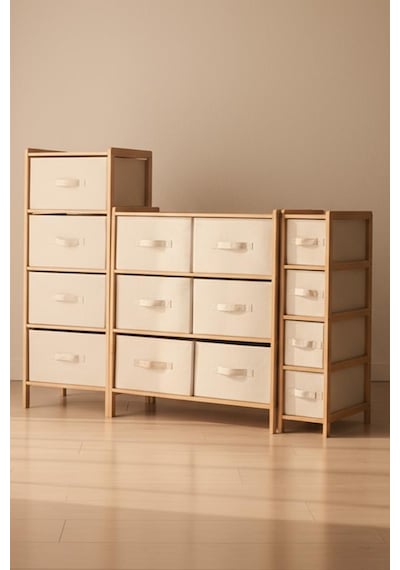 Digithome Bambu Slim 4 Çekmeceli Dolap Organizer Çok Amaçlı Düzenleyici Şifonyer Db-0048 Kahverengi