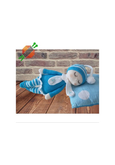 Amigurumi Oyuncak Uyku Arkadaşı Mavi Bebek 45Cm
