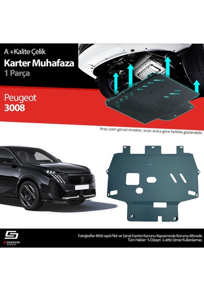 S-dizayn Peugeot 3008 Çelik Karter Muhafaza Koruma 2024 Üzeri A+ Kalite