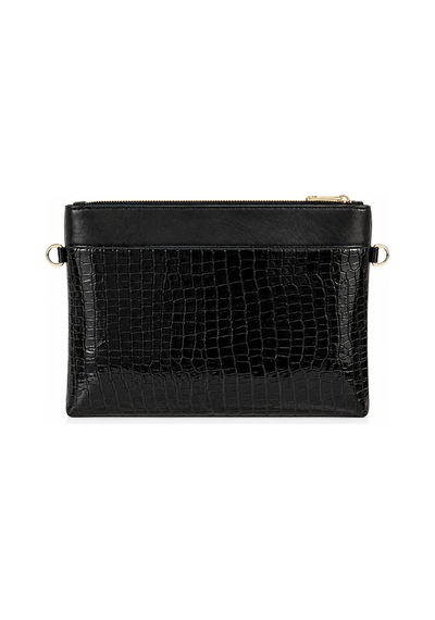 Sanmorris Kadın Suni Deri Ayarlanabilir Çapraz Ve El Askılı Portföy, Clutch Çanta S-1360 Siyah Kroko