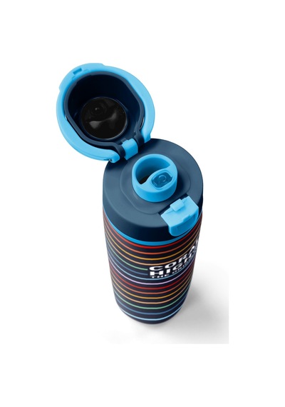 Coral High Çok Renkli Çizgi Desenli Pipetli Ve Direkt İçim Çelik Termos 800 Ml 38509 Lacivert - Şampanya