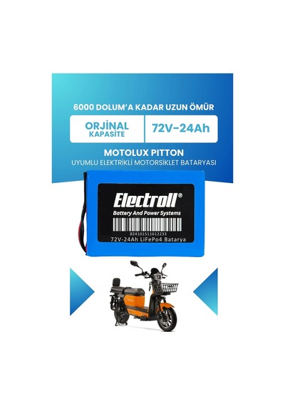 Motolux Pıtton Uyumlu Batarya Standart Kapasite Lifepo4 72v 24ah Elektrikli Motorsiklet Bataryası