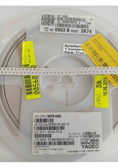Rt0603brd072k74 2k74 603 Smd Direnç 500 Adet