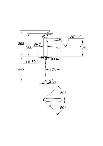 Grohe Eurosmart Tek Kumandalı Lavabo Bataryası XL-Boyut 2397100