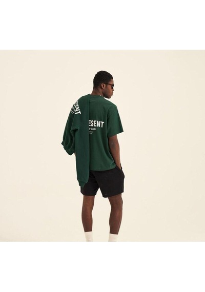 Flood Of Style Unisex Koyu Yeşil Premium Represent Baskılı Oversize Bisiklet Yaka Kısa Kollu T-shirt