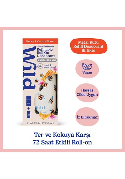 Antiperspirant Emma Bridgewater Bee Roll On Case Ve Honey & Cactus Refill Ter Önleyici Deodorant 50 Ml