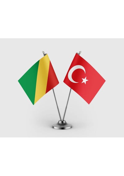 Kongo Cumhuriyeti Ve Türkiye Bayrağı İkili Saten Masa Bayrağı Takımı Diğer