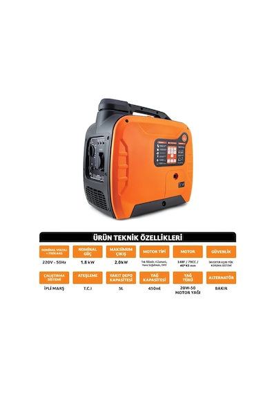 Dawreek Gs0012 2kw İnverter Benzinli Jeneratör Sessiz, Taşınabilir Güç Kaynağı