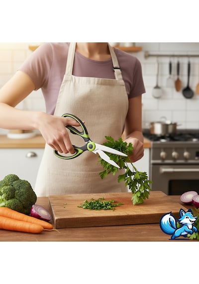 Yeşil Ağır Hizmet Tipi Mutfak Makası, Çok Amaçlı Keskin Paslanmaz Çelik Makas, Tavuk, Balık, Et, Sebzeler, Otlar, Barbekü, Çiçekler, Kuruyemişler İçin Mutfak Makası