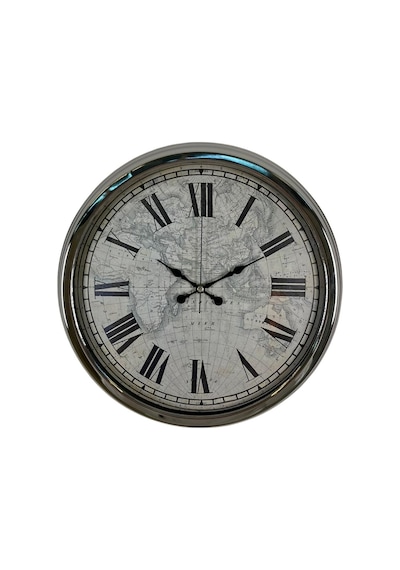 River World Duvar Saati 40 Cm Metal Silver Atlas Çok Renkli