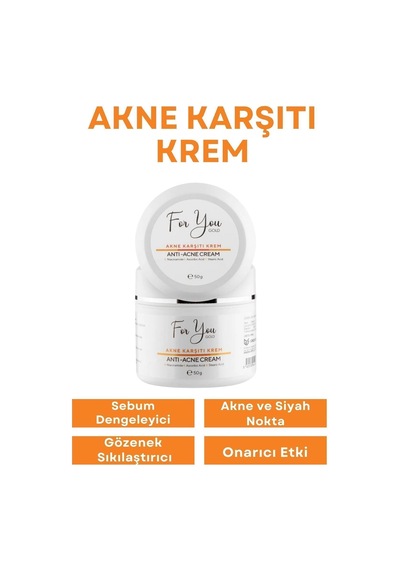 Akne Karşıtı Krem, Akneye Yönelik Ciltler Için Ve Su Bazlı Sebum Dengeleyici Bakım Kremi 50gr
