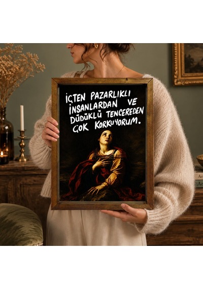Bk Gift Vintage Klasik Sanat Esprili Sözlü Masif Ahşap Çerçeveli Dekoratif Tablo - 38