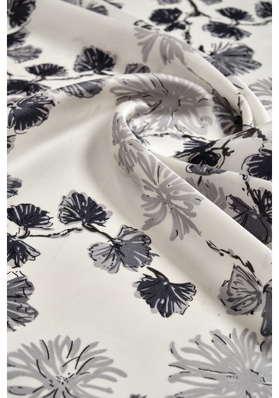Akswsuar Floral Desenli Fular 70 70 Siyah