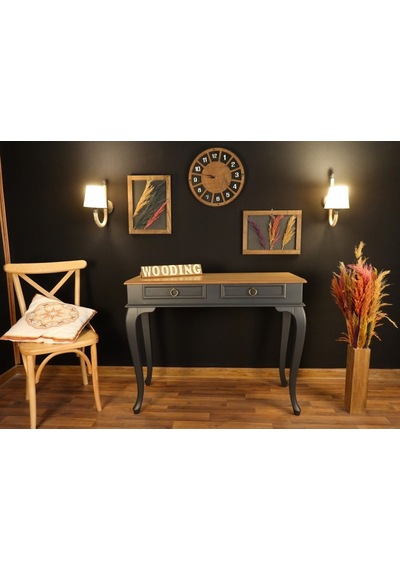 Wooding 100 Cm Çekmeceli Masif Antrasit Naturel Dresuar (548587746) Antrasit