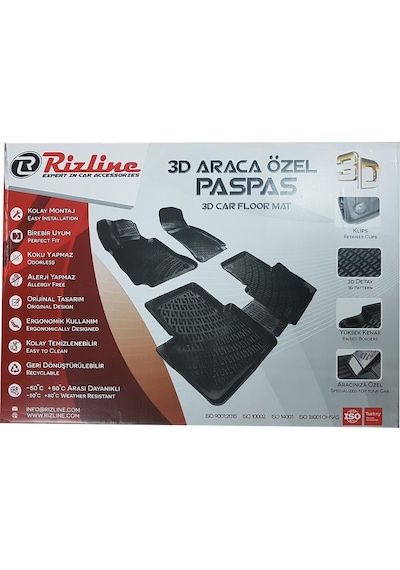 Rizline Audi A3 Sed 2021 Ve Sonrası 3D Bagaj Havuzu Ve Paspas Siy