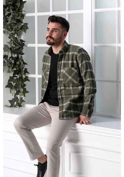 Dorss Slimfit Çift Cepli Ekoseli Erkek Oduncu Gömlek (516443866) Çok Renkli