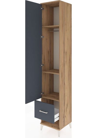 Hyperion Dolap 3 Raflı Tek Çekmeceli Tek Askılı 44x44x243 Çam-antrasit Atlas Çam Hyperion Dolap 3 Raflı Tek Çekmeceli Tek Askılı 44x44x243 Çam-antrasit Atlas Çam