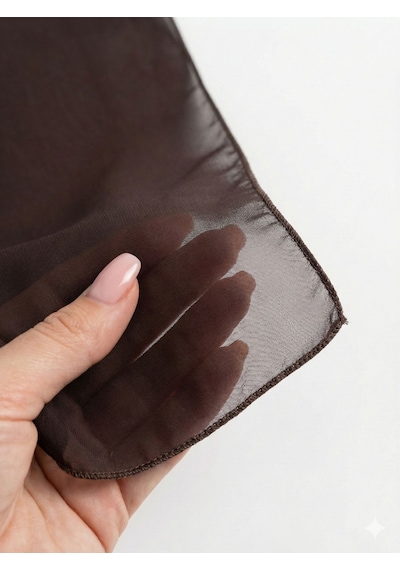 Jz Shop Düz Sade Şifon Kare Fular - Zarif Kadın Boyun Fuları Ve Bandana 50x50cm Koyu Kahverengi