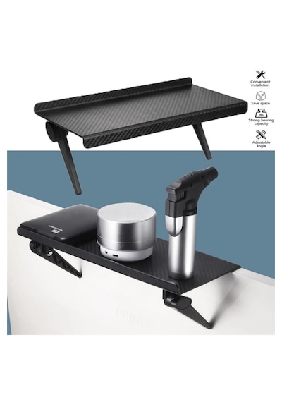 Tineke 30x12 Cm Katlanabilir Katlanabilir Televizyon Tv Standı Ayarlanabilir Ekran Üstü Raf Portatif Eşya Siyah