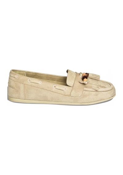 Fox Shoes Y602347002 Bej Süet Püsküllü Kadın Günlük Ayakkabı Bej