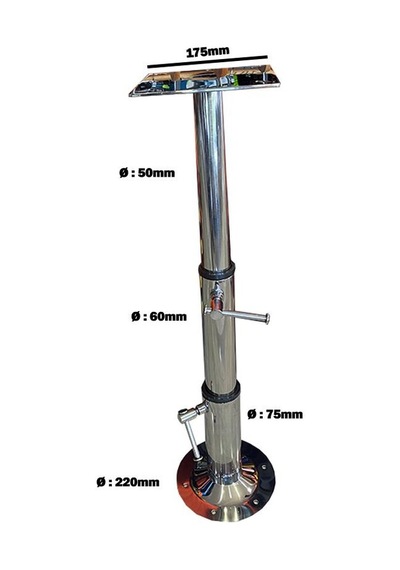 Masa Ve Koltuk Ayağı 3 Kademeli Krom 33-78cm Tekne, Yat Ve Karavan