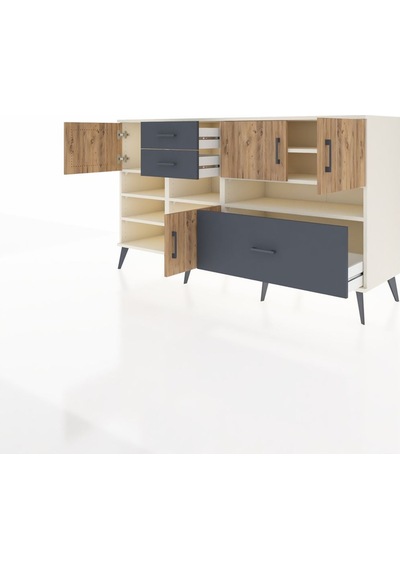Kronos Konsol 7 Raflı 3 Çekmeceli 4 Kapaklı 176x59x99 Aytaşı-çam/antrasit Atlas Çam/antrasıt - Aytası