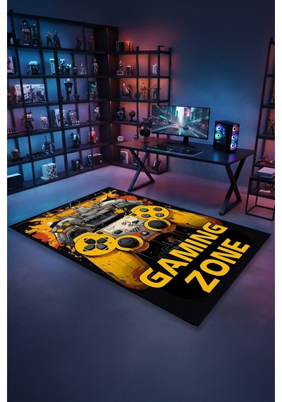 Gaming Zone Joystick Tasarım Yıkanabilir Kaymaz Taban Genç Odası Halısı Gnc4