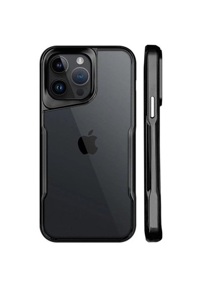 Apple iPhone Uyumlu  15 Pro Kılıf Metal Çerçeve Görünümlü Kırılmaz Boyi Kapak Siyah