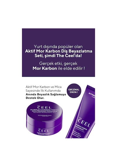 The Ceel Mor Karbon Diş Beyazlatma Seti (Mor Karbon Diş Macunu 75 Gr + Mor Karbon Diş Tozu 50 Gr)