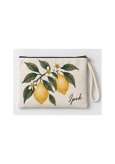 Kişiye Özel Limon Çiçeği Baskılı Fermuarlı Makyaj Çantası Bozuk Para Cüzdanı Clutch