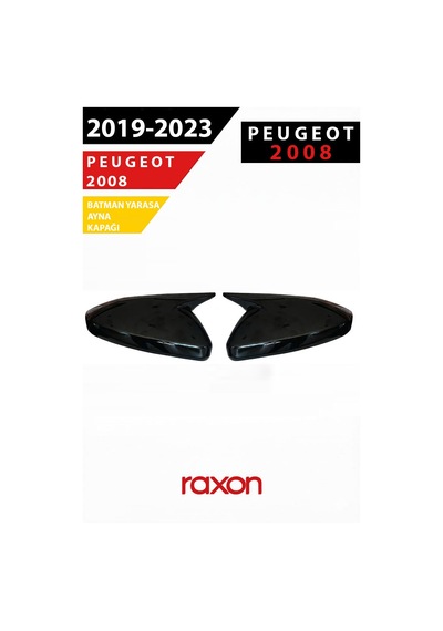 Peugeot 2008 2019 2023 Batman & Yarasa Ayna Kapağı Parlak Piano Black Sport