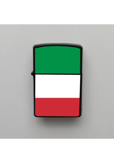 İtalya Italy Klasik Ülke Bayraklı - Benzinli Siyah Çakmak - Hediyelik Siyah