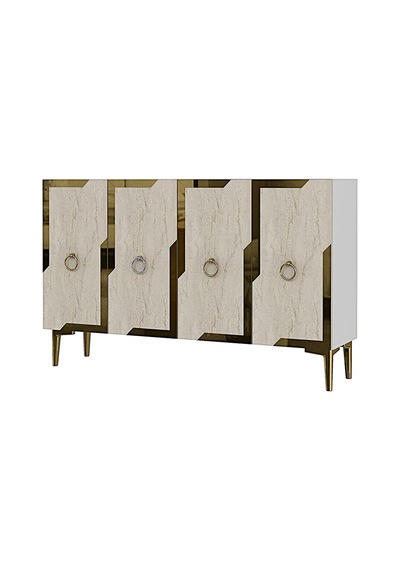 Ka1233btg Seza Konsol Ve Tv Sehpası Beyaz-traverten-gold 120cm