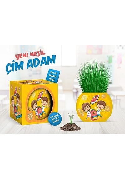 Yuup Okul Temalı Çim Adam 6'lı Set Çocuklar İçin Eğitici Ve Eğlenceli Bitki Yetiştirme Kiti