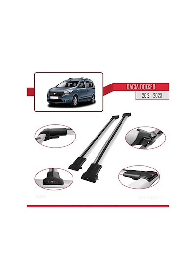 Dacia Dokker 2012 Ve Sonrası İle Uyumlu Fly Model Ara Atkı Tavan Barı Gri 0.5 KG