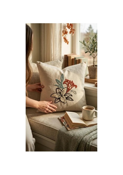 Punch Nakış Kırlent Kılıfı 2 Li 40 Cm X 40 Cm Açık Hardal