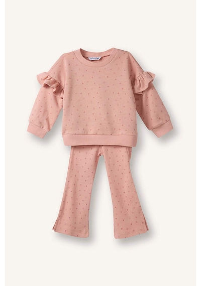Defacto Kız Bebek 2li Takım Desenli Sweatshirt Alt G8503a526spog127 Turuncu-og127