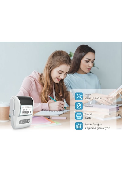 Mpia P1 Etiket Yazıcısı Termal Kablosuz Eleph-label App Android Apple Uyumlu iOS