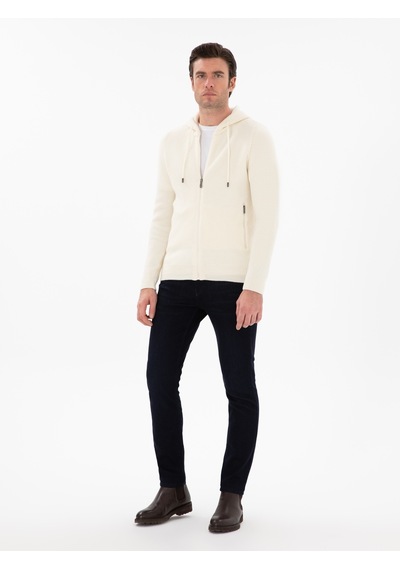 Cacharel Ekru Slim Fit Triko Hırka Bej