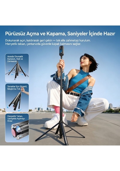 Ulanzi Tt91 Otomatik Açılır 1/4 İnç Bağlantılı Uzatma Çubuğu - T192 Siyah