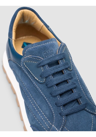 %100 Hakiki Deri Mavi Kadın Sneaker Mavi