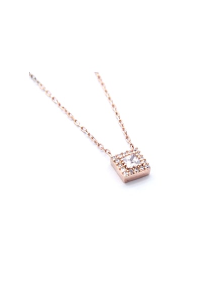 Ferizz Rose Zirkon Baget Taşlı Gümüş Kolye Gk-332