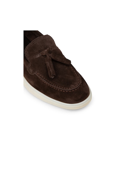 Deery Kadın Hakiki Süet Kahverengi Püsküllü Loafer - 02040zkhvc01