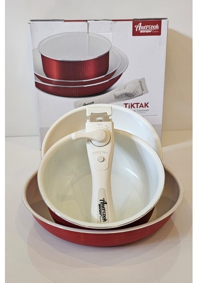 Amercook Bondy 4 Parça Pişirme Seti Kırmızı