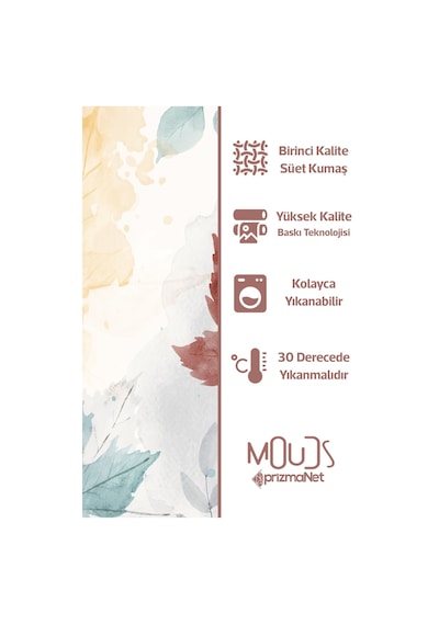 Autumn Leaves Desenli Süet Oturma Odası Salon Fon Perde Baskılı Ekstrafor Büzgü Tek Kanat Prd-1060 Çok Renkli