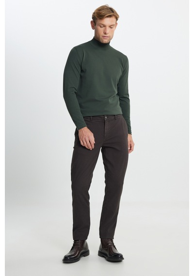 AC&Co / Altınyıldız Classics Erkek Kahverengı Slim Fit Dar Kesim Pamuklu Esnek Armürlü Yan Cep Pantolon Kahverengı Kahverengi