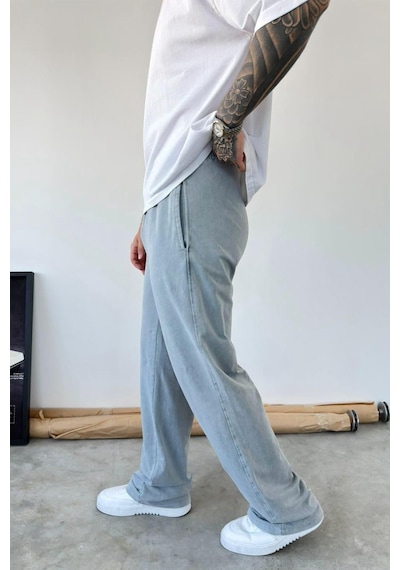 Açık Gri Basic Yıkamalı Baggy Eşofman