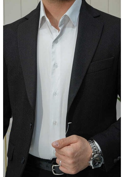 Bys Beystil Sivri Yaka Siyah Ceket 53293 - Slim Fit