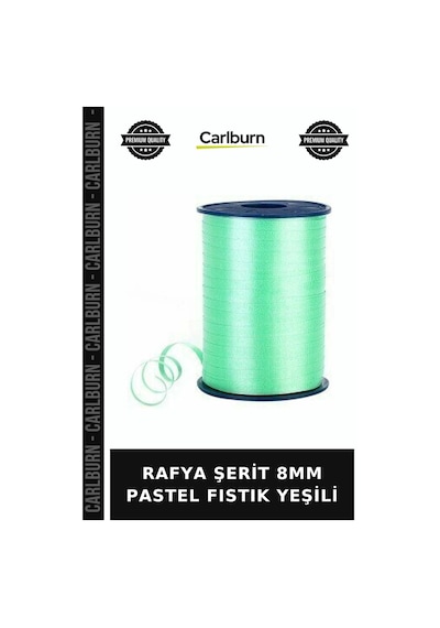 Premium Rafya Şerit 8mm Pastel Fıstık Yeşili Hobi Malz Kreatif Parti Süsü +3